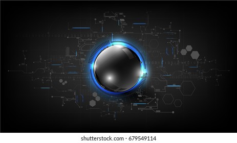 Technological global circuit board modern sphere abstract background vector design