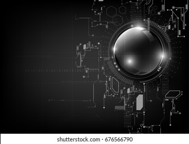 Technological global communication circuit modern sphere abstract background vector design