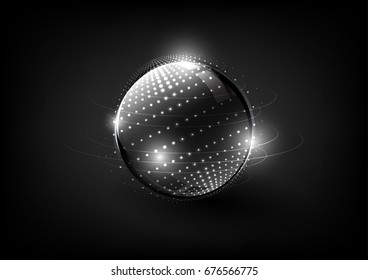 Technological global communication modern sphere abstract background vector design