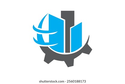 Technological growth building logo vector on white background