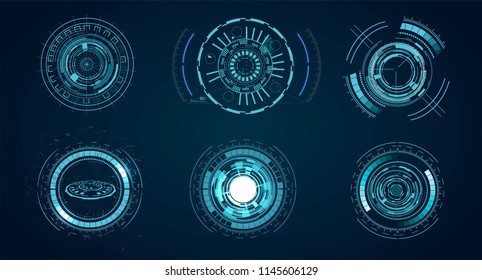 technological HUD elements, futuristic interface virtual reality. Hud futuristic template. circle digital of technology design