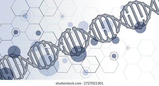 Technological human DNA. Biotechnology, biochemistry, genetics and medicine concept. Vector illustration .