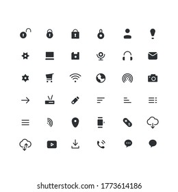 Estilo De Relleno De Iconos Tecnológicos Para Diseño Web / Móvil