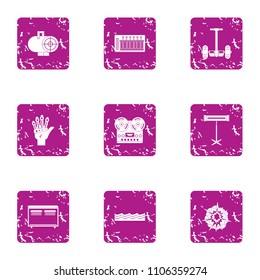 Technological intervention icons set. Grunge set of 9 technological intervention vector icons for web isolated on white background