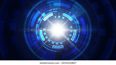 Technological light tunnel futuristic background vector design in eps 10