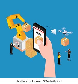 Technological logistic innovation 3d isometric vector illustration concept for banner, website, landing page, ads, flyer template