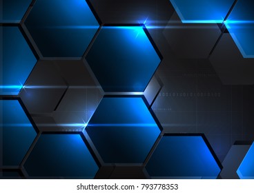 Technological metal hexagon abstract background vector design
