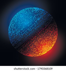 Technological planet.Cosmic neon planet.Fantastic Ball.Vector illustration.