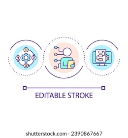 Technological process loop concept icon. Resource planning. Information technology. Operating system abstract idea thin line illustration. Isolated outline drawing. Editable stroke