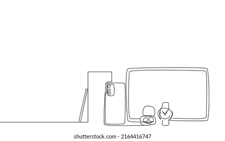 technological products, items such as phones, smart watches, tablets, advertising drawing concept
