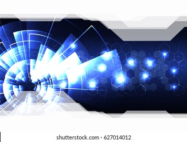 Technological radar light effect vector template background abstract design