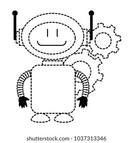 technological robot with gears character icon