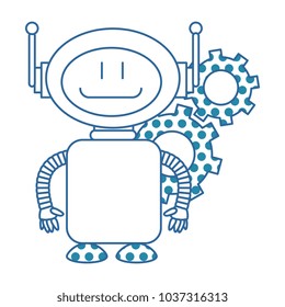 technological robot with gears character icon