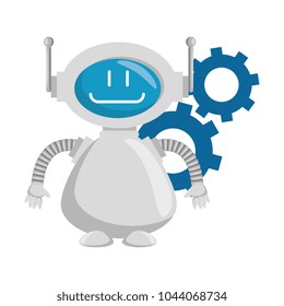 technological robot with gears character icon