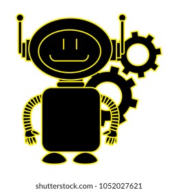 technological robot with gears character icon
