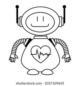 technological robot with heart cardio character icon