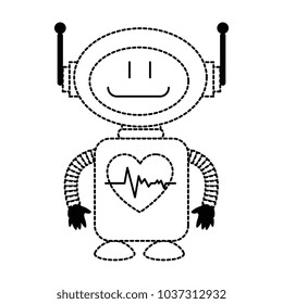 technological robot with heart cardio character icon