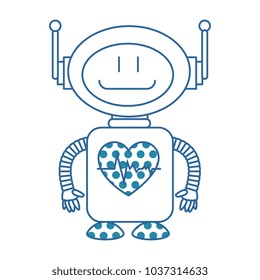 technological robot with heart cardio character icon