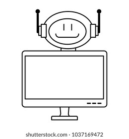 technological robot with monitor character icon