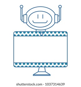 technological robot with monitor character icon