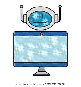 technological robot with monitor character icon