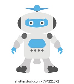 
A technological robot toy for kids, flat icon design
