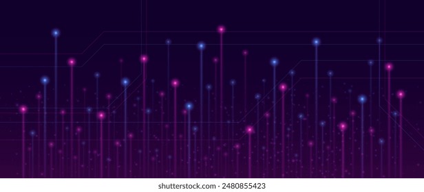 Diseño de Vector de fondo de partículas brillantes tecnológicas en eps 10