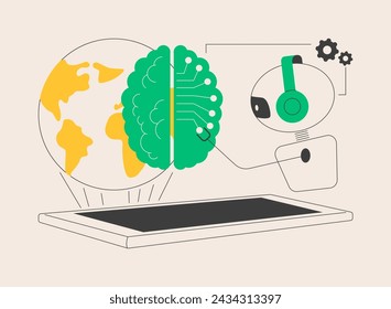 Technological singularity abstract concept vector illustration. Singularity, technological growth, post-human era, artificial intelligence evolution, uncontrollable progress abstract metaphor.