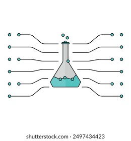 Concepto de tubo de ensayo tecnológico. concepto de tubo de ensayo para el mundo de la ciencia, educación, tecnología