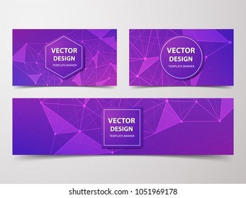 Technological Triangles of Lines, Dots, Shapes on Colored Backgrounds. Vector abstract banners on theme Science, Medicine, Business, Biology.