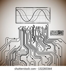 Technological vector background with a circuit board texture