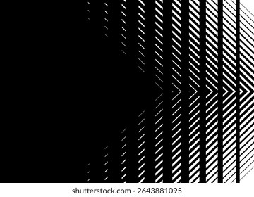 Arrière-plan Image vectorielle technologique. Motif numérique rayé de lignes blanches sur fond noir pour affiche, couverture, emballage. Elément de conception. Carbone Abstrait