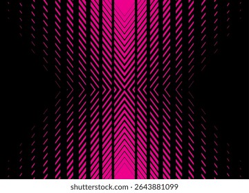 Technological vector background. Digital Striped pattern of abstract purple lines on black background for poster, cover, packaging. Design element. Information flow,