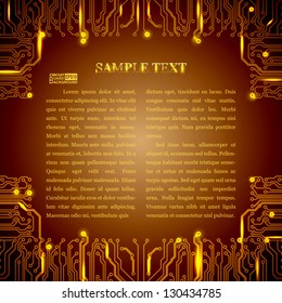 Technological vector frame with a circuit board texture