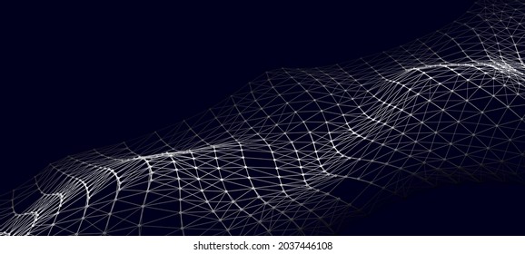 Technological wave of data transmission. Digital background. 3D vector illustration.