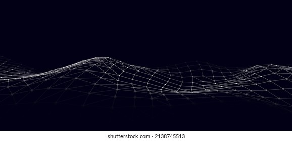 Technological wave of data transmission. Digital background. 3D vector illustration.