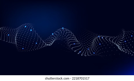 Technological wave of data transmission. Digital background. 3D vector illustration.