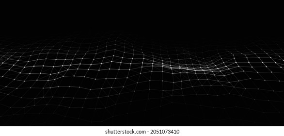 Technological wave of dots and lines. Technology background concept. Big data visualizations. Network connections. Vector illustration for website.