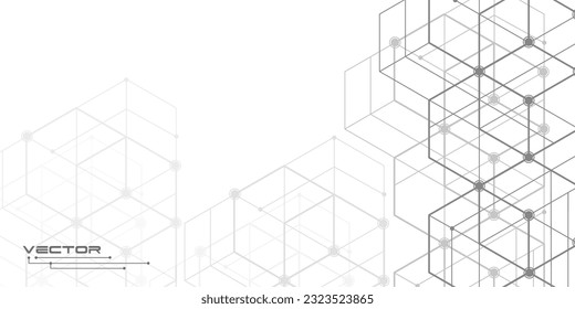 Technological white background .Isometric squares.Geometric lines.Abstract tech.Vector illustration.