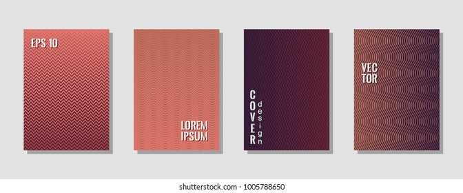 Technological zig zag banner templates, wavy lines gradient stripes backgrounds for advertising cover. Curve shapes stripes, zig zag edge lines halftone texture gradient poster backgrounds collection.
