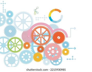 Technologie und Engineering, Konzept, abstrakte Technologie isoliert auf weiß, Illustration