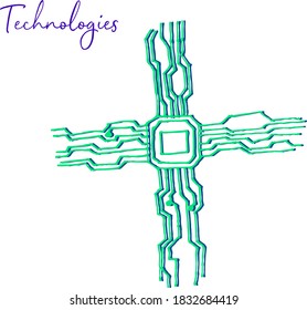 Technologies. The chip is bright. Vector design element