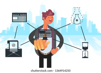 Technologies for connection. Mixed media. Modern vector illustration. - Vector illustration