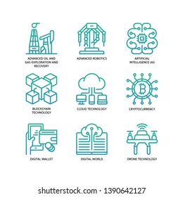 Technologies Disruption icon set gradient style