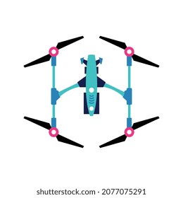 Technologies future composition with isolated image of neon colored droid quadcopter vector illustration