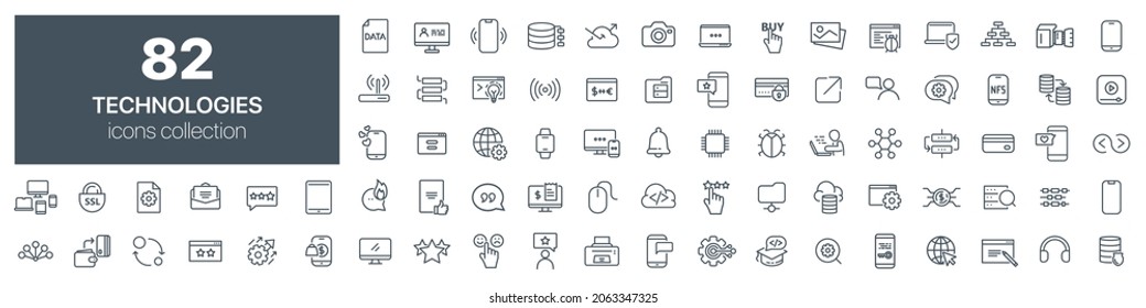 Technologies line icons collection. Vector illustration eps10