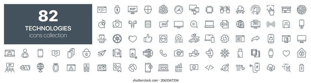 Technologies line icons collection. Vector illustration eps10