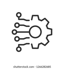 technologies and mechanisms. board conductors and gear. linear icon. Line with editable stroke