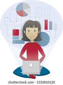 
Technologies in modern work and education. The role of the Internet and information technology in today's society. Freelance as a way of independence at work. Colorful vector illustration.