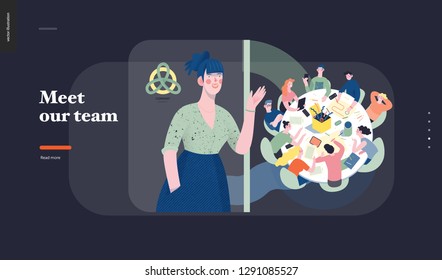 Technology 1 -Meet our team - modern flat vector concept digital illustration team metaphor, company presentation. Business workflow and team management Creative landing web page design template